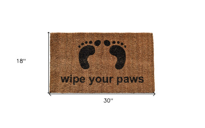 18" X 30" Brown and Black Coir Wipe Your Paws Outdoor Door Mat