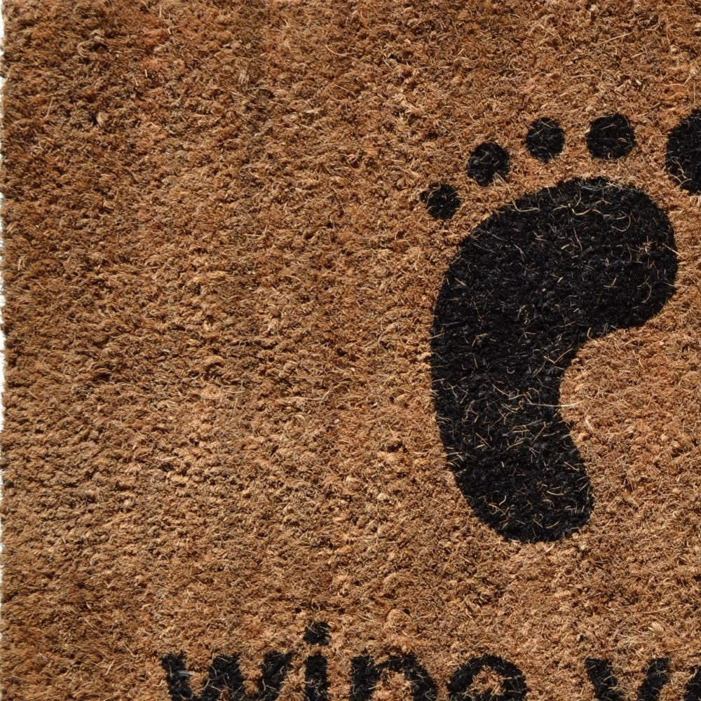 18" X 30" Brown and Black Coir Wipe Your Paws Outdoor Door Mat