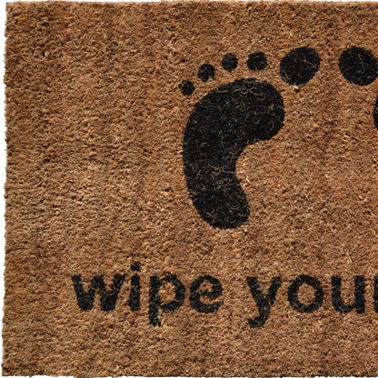 18" X 30" Brown and Black Coir Wipe Your Paws Outdoor Door Mat