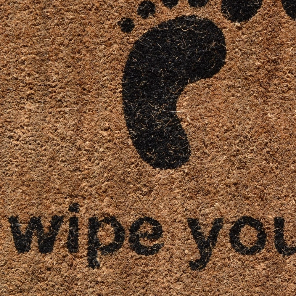 18" X 30" Brown and Black Coir Wipe Your Paws Outdoor Door Mat