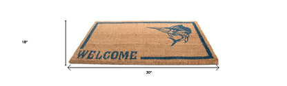 18" X 30" Brown and Black Coir Swordfish Welcome Outdoor Door Mat