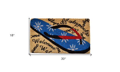 18" X 30" Red White and Blue Coir Flip Flop Welcome Outdoor Door Mat