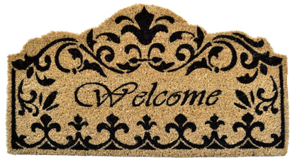 18" X 30" Brown and Black Coir Scrollwork Welcome Outdoor Door Mat