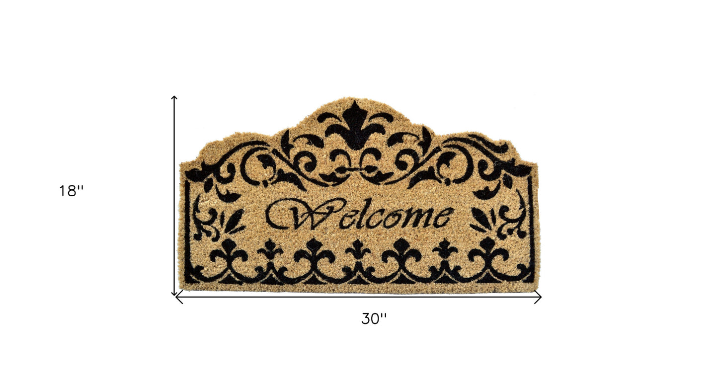 18" X 30" Brown and Black Coir Scrollwork Welcome Outdoor Door Mat