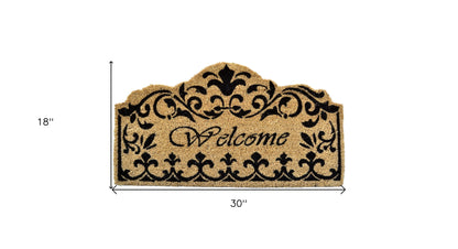 18" X 30" Brown and Black Coir Scrollwork Welcome Outdoor Door Mat