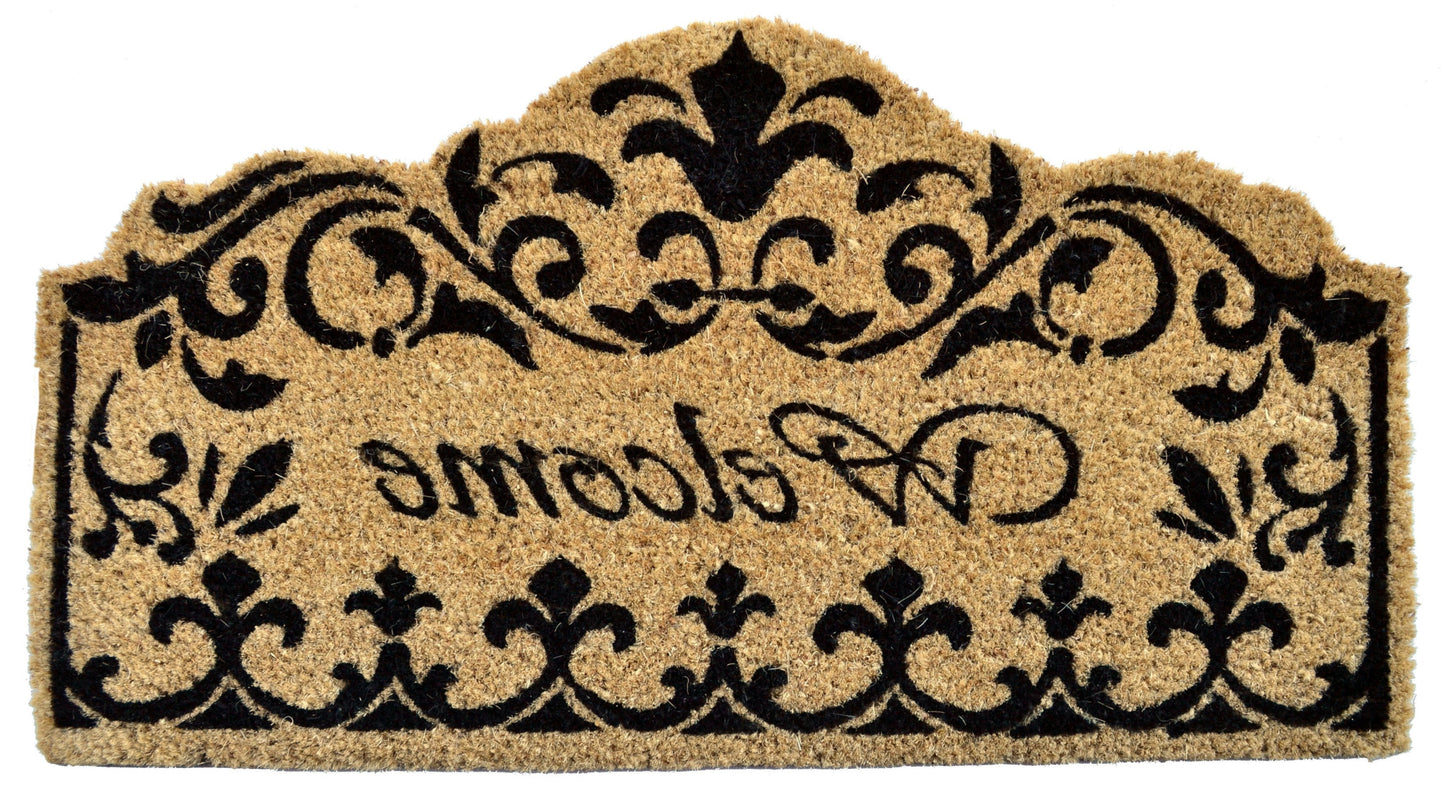 18" X 30" Brown and Black Coir Scrollwork Welcome Outdoor Door Mat