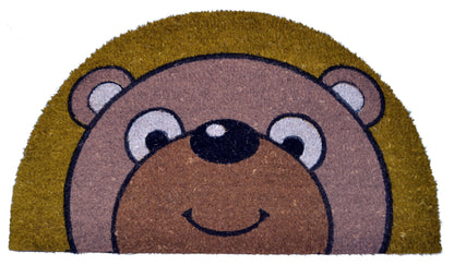 18" X 30" Brown Coir Bear Outdoor Semi Circle Fall Door Mat