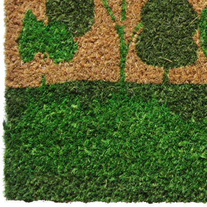 18" X 30" Beige and Green Coir Trees Welcome Outdoor Door Mat