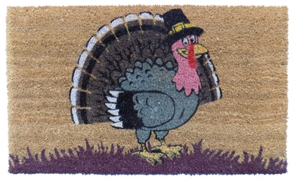 18" X 30" Brown and Black Coir Birds Outdoor Holiday Door Mat