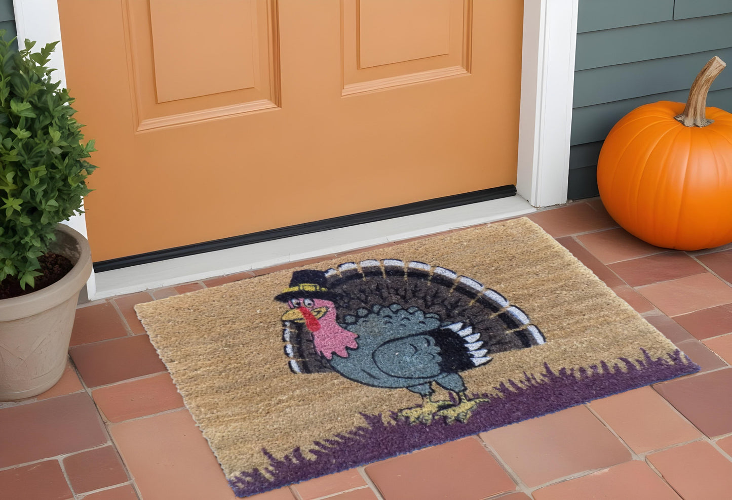 18" X 30" Brown and Black Coir Birds Outdoor Holiday Door Mat