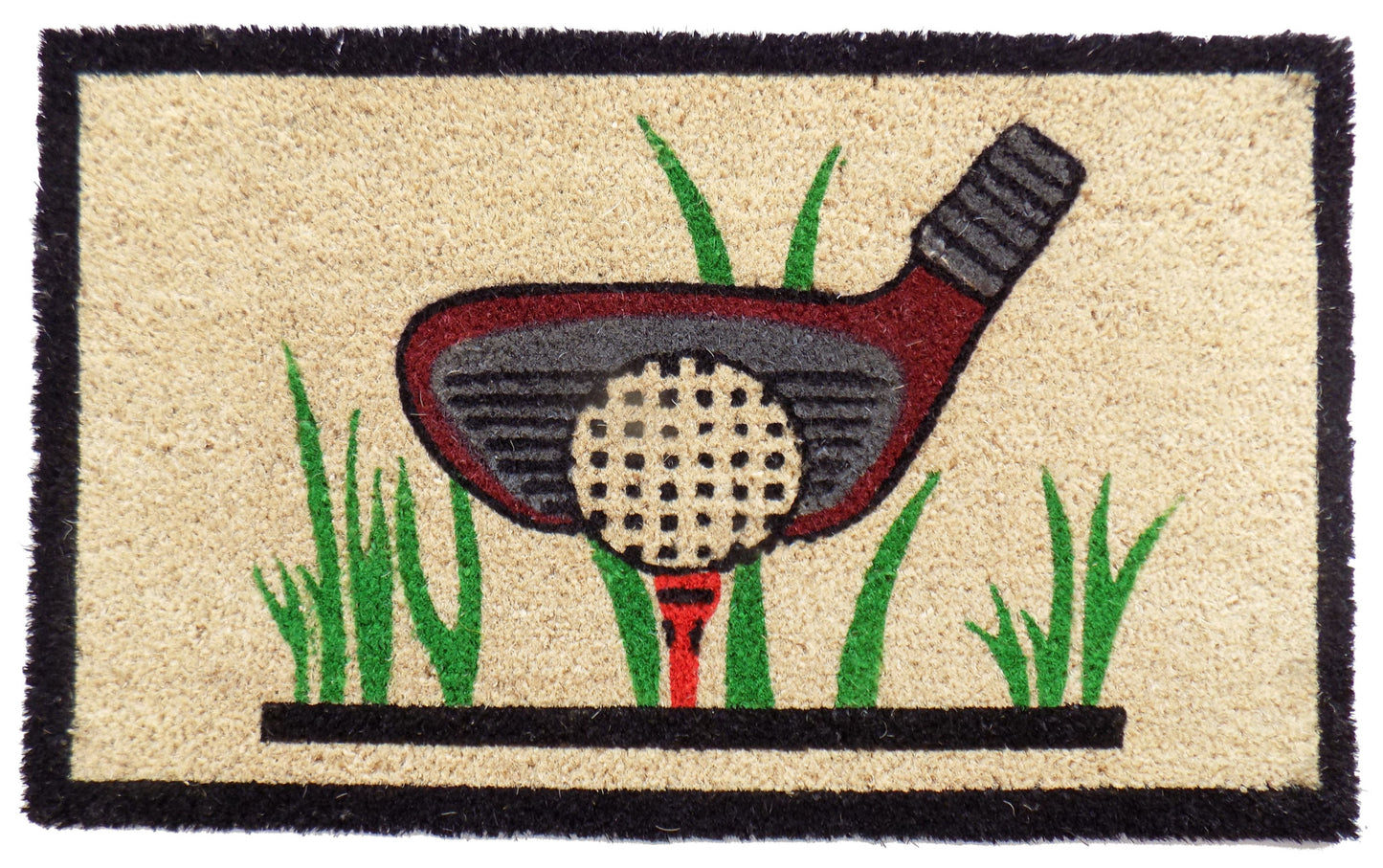 18" X 30" Brown and Black Coir Golf Outdoor Door Mat