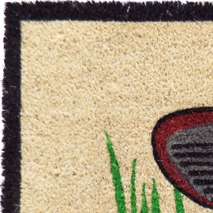 18" X 30" Brown and Black Coir Golf Outdoor Door Mat