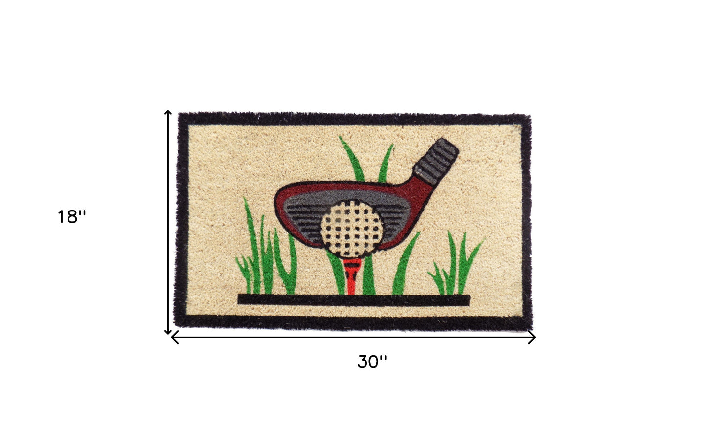 18" X 30" Brown and Black Coir Golf Outdoor Door Mat