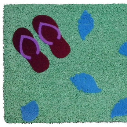 18" X 30" Green Coir Flip Flop Outdoor Door Mat