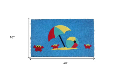 18" X 30" Blue Coir Tropical Outdoor Door Mat