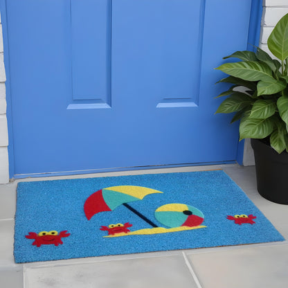 18" X 30" Blue Coir Tropical Outdoor Door Mat