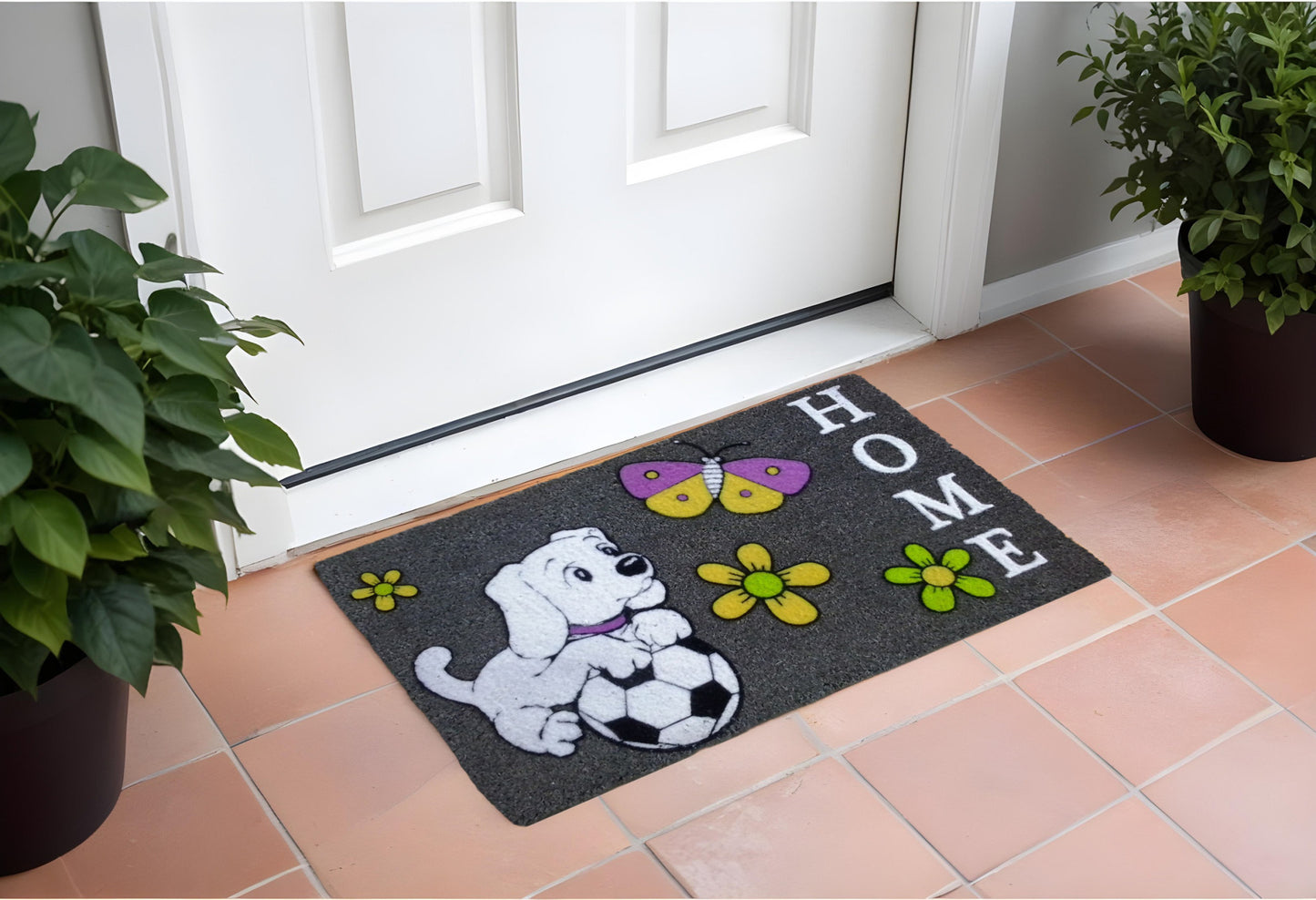 18" X 30" White Coir Dog Home Outdoor Door Mat