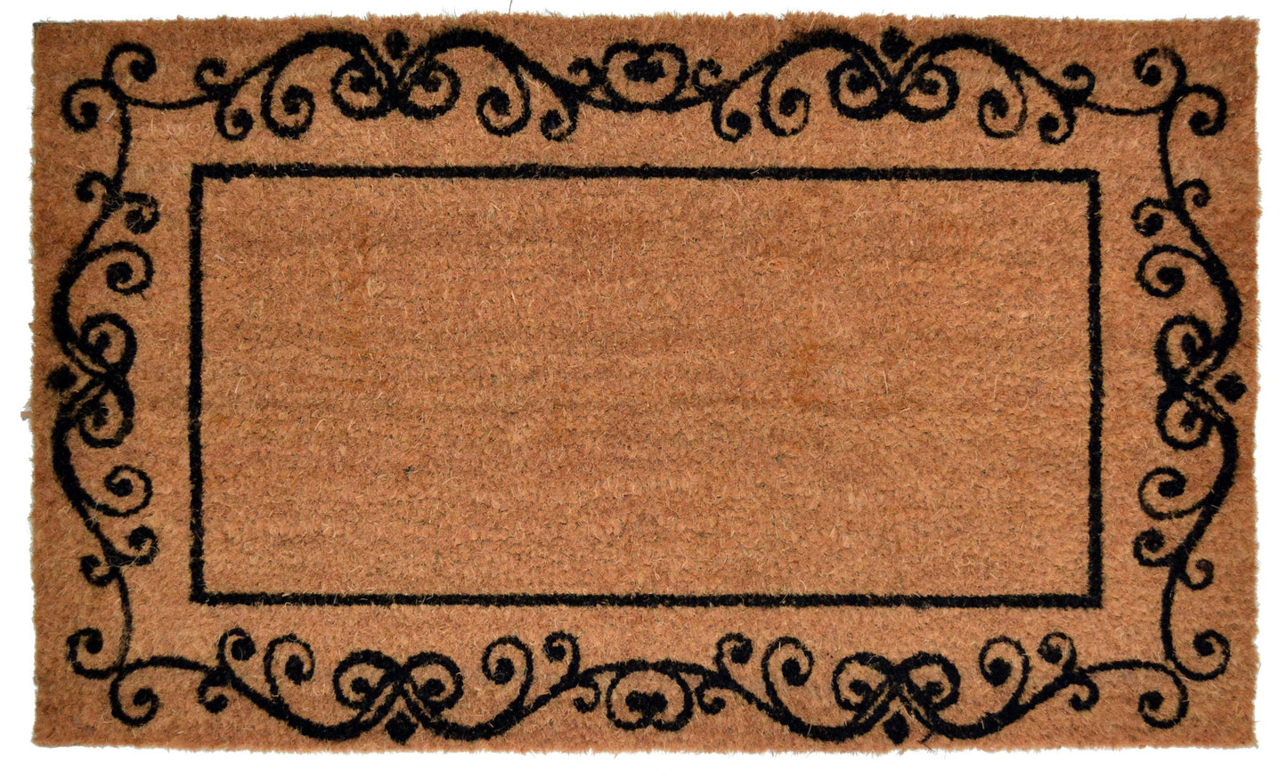 18" X 30" Brown and Black Coir Scrollwork Outdoor Door Mat