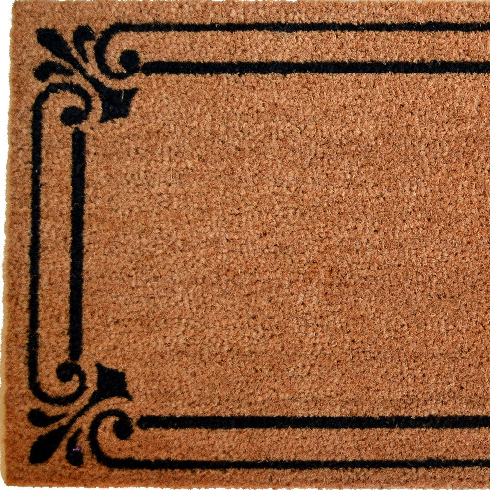 18" X 30" Brown and Black Coir Scrollwork Outdoor Door Mat