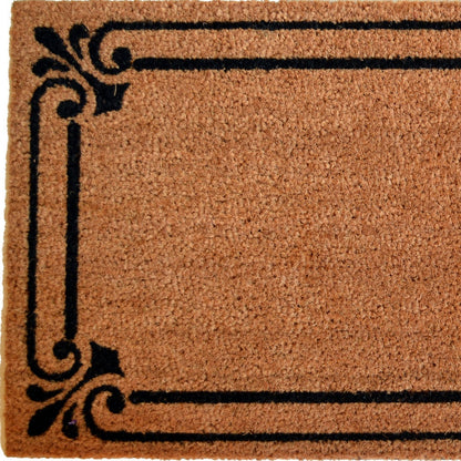 18" X 30" Brown and Black Coir Scrollwork Outdoor Door Mat