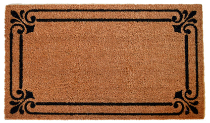 18" X 30" Brown and Black Coir Scrollwork Outdoor Door Mat