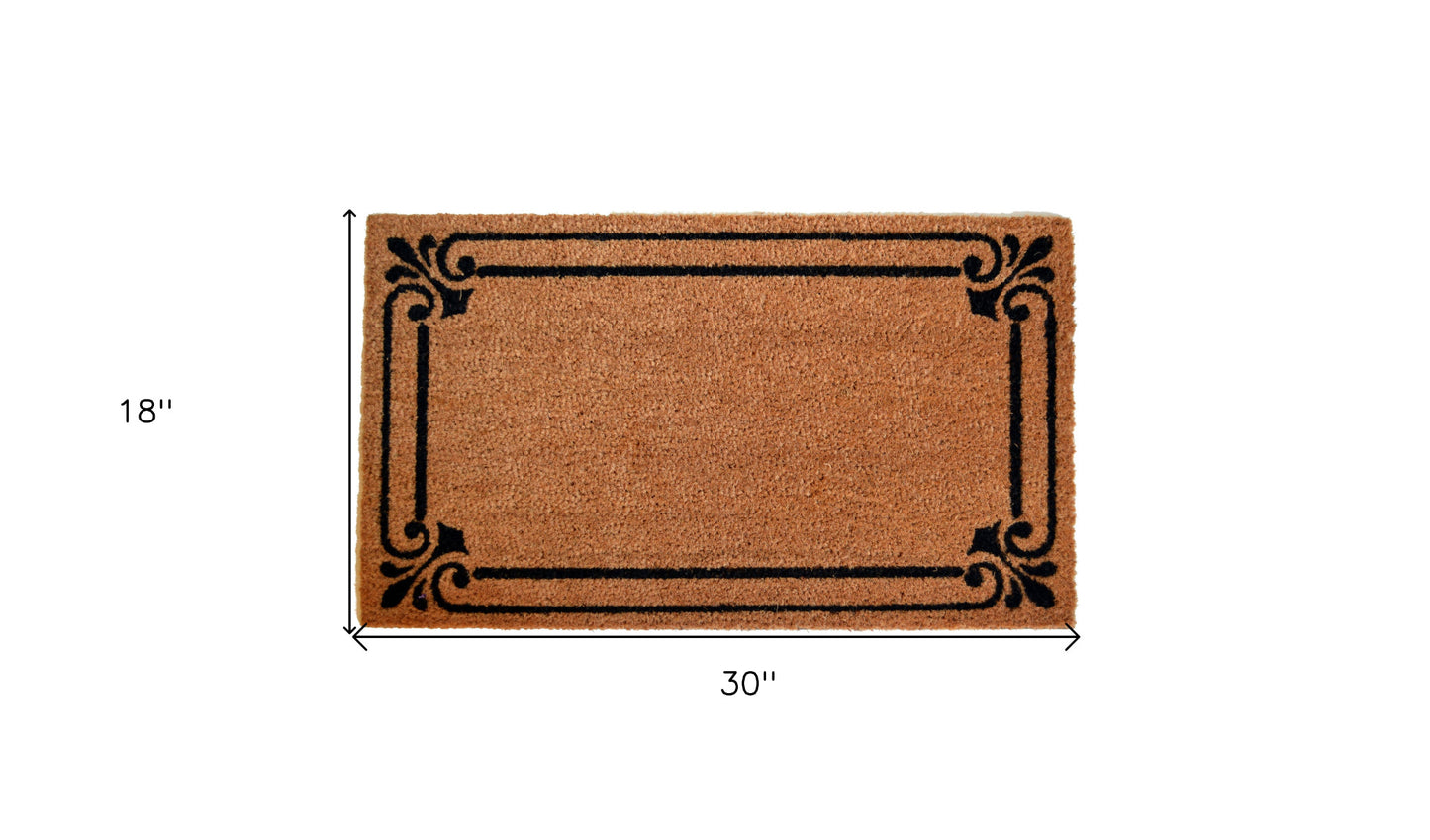 18" X 30" Brown and Black Coir Scrollwork Outdoor Door Mat