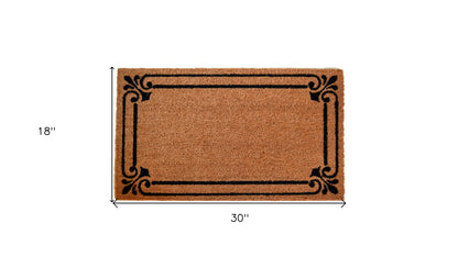 18" X 30" Brown and Black Coir Scrollwork Outdoor Door Mat