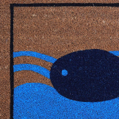 18" X 30" Brown Blue And Red Coir Whale Outdoor Door Mat