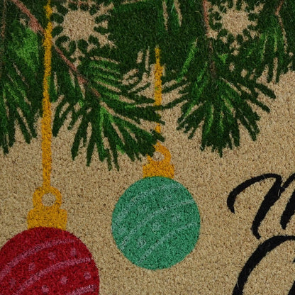 18" X 30" Beige and Red Coir Christmas Merry Christmas Outdoor Christmas Door Mat