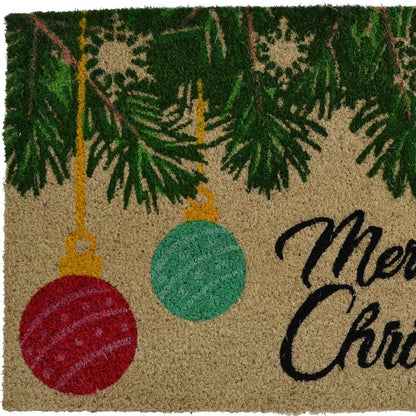 18" X 30" Beige and Red Coir Christmas Merry Christmas Outdoor Christmas Door Mat