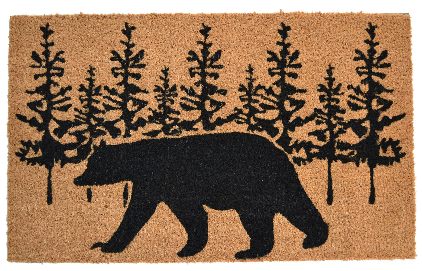 18" X 30" Brown and Black Coir Bear Outdoor Fall Door Mat