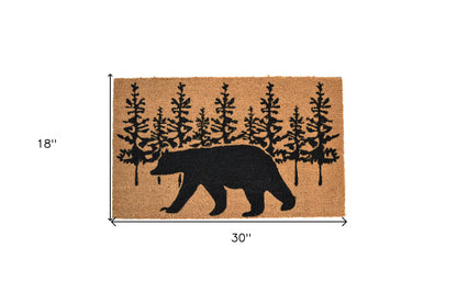 18" X 30" Brown and Black Coir Bear Outdoor Fall Door Mat