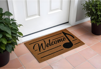 18" X 30" Brown and Black Coir Welcome Outdoor Door Mat