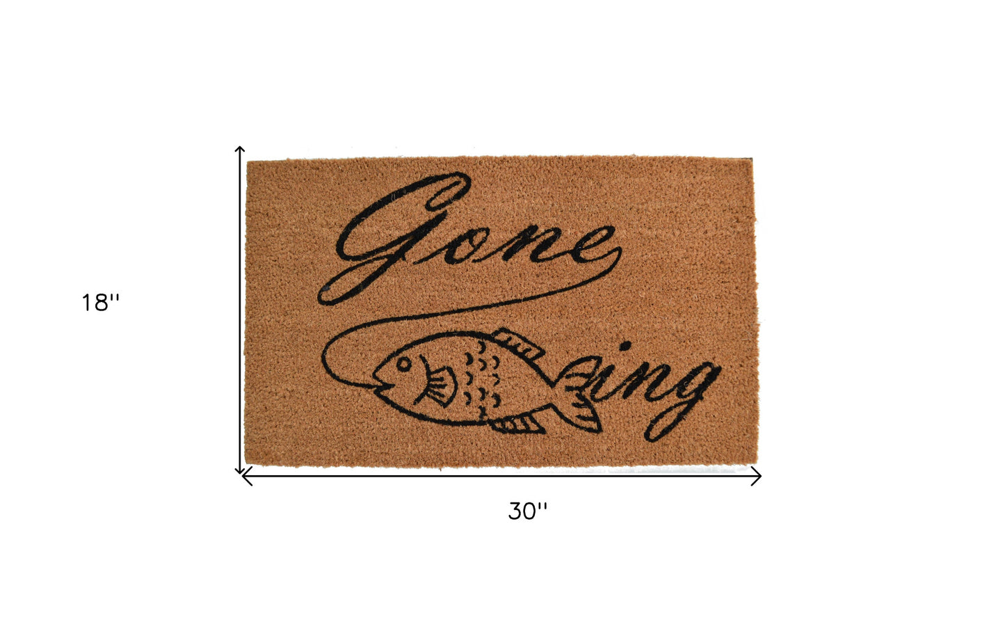 18" X 30" Brown and Black Coir Fish Outdoor Door Mat