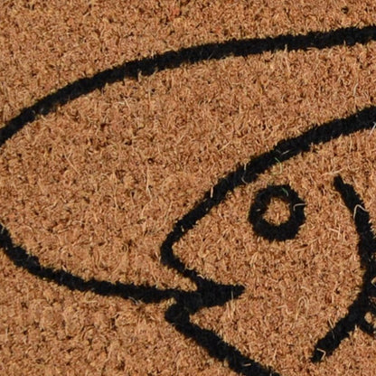 18" X 30" Brown and Black Coir Fish Outdoor Door Mat