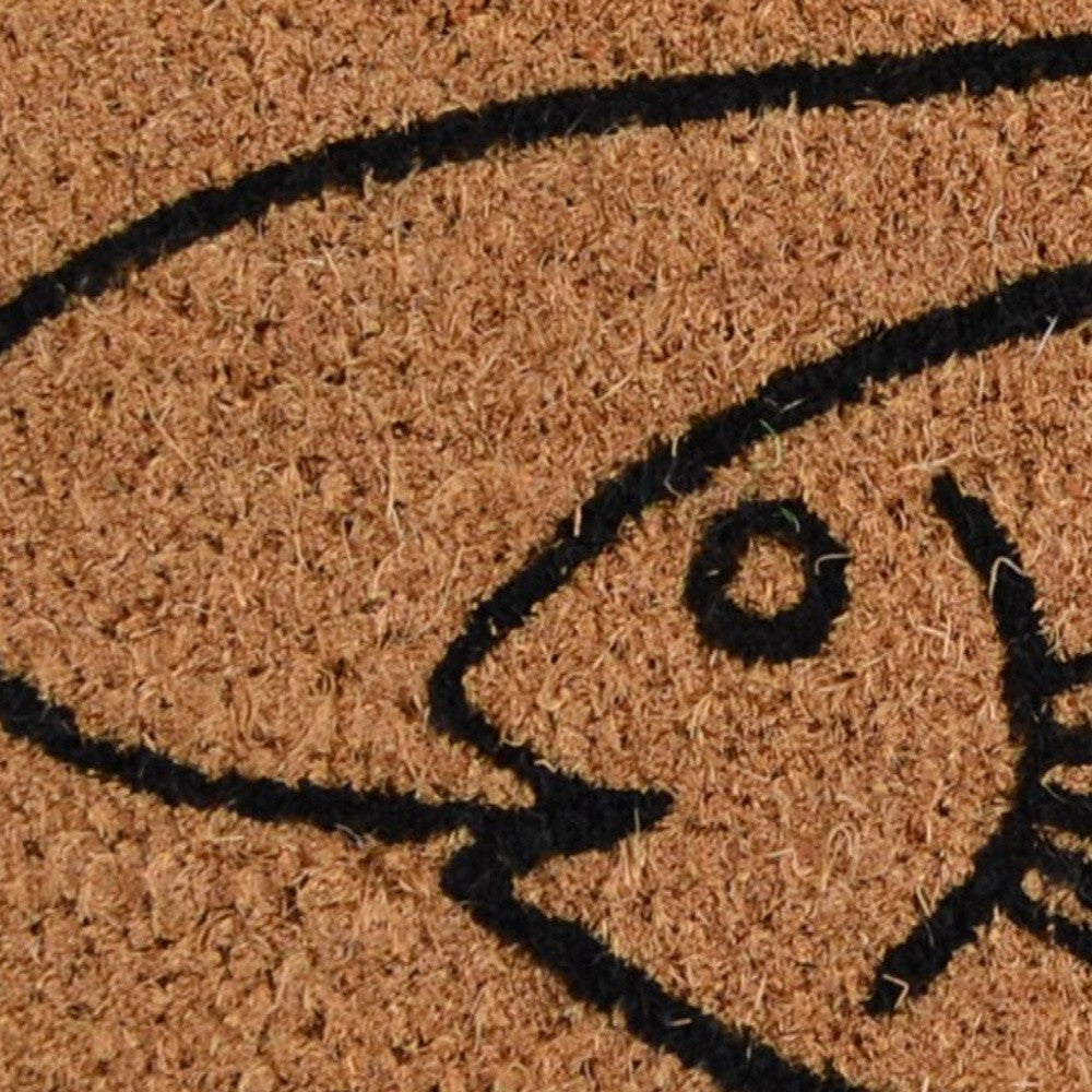 18" X 30" Brown and Black Coir Fish Outdoor Door Mat