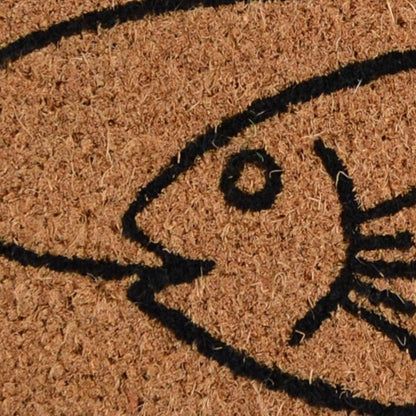 18" X 30" Brown and Black Coir Fish Outdoor Door Mat