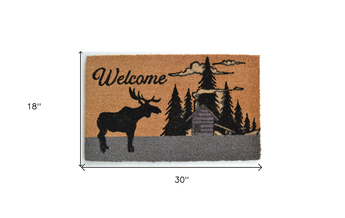 18" X 30" Brown and Black Coir Woodland Welcome Outdoor Door Mat