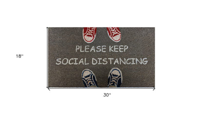 18" X 30" Gray Coir Please Keep Social Distancing Outdoor Door Mat