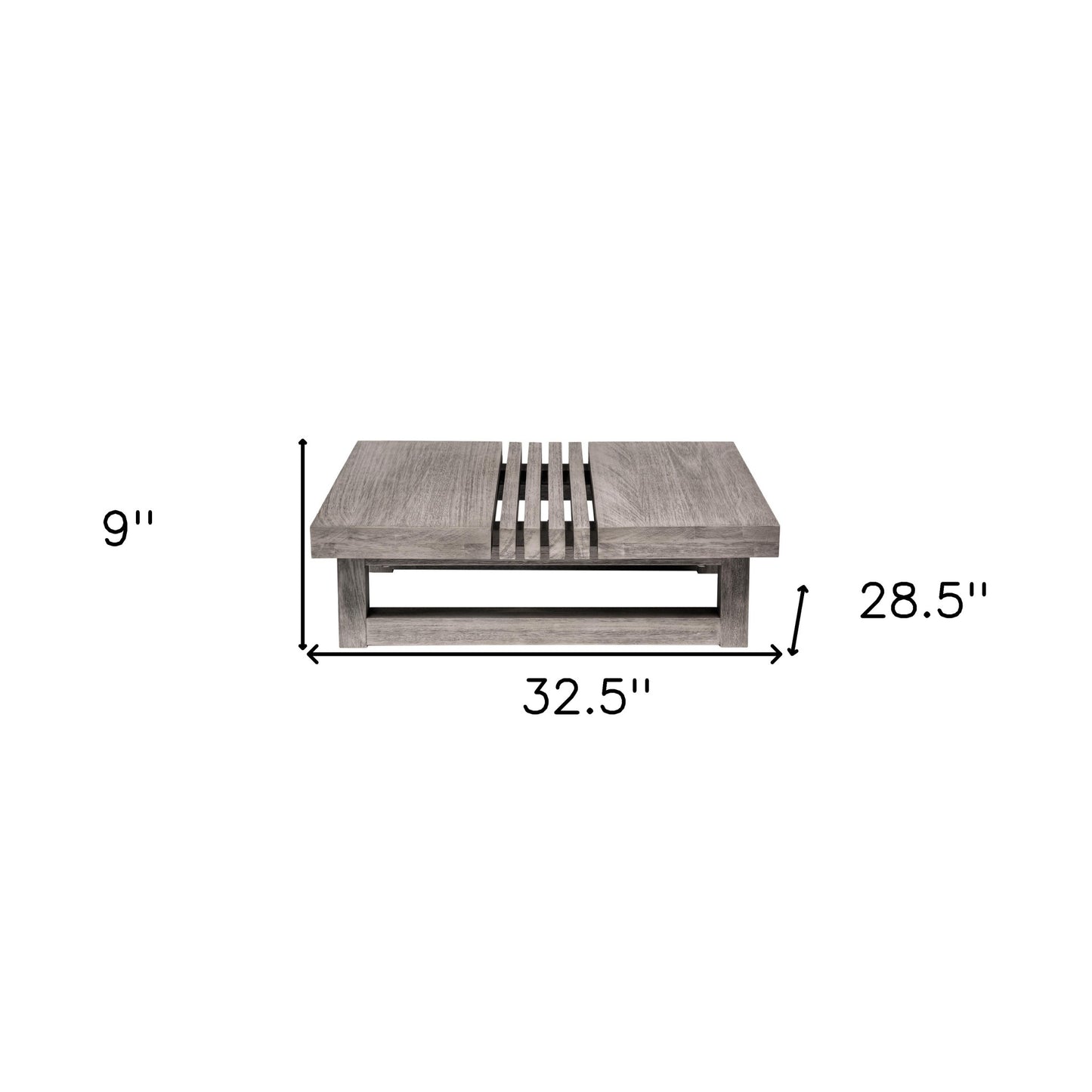 33" Gray Solid Wood Outdoor Coffee Table