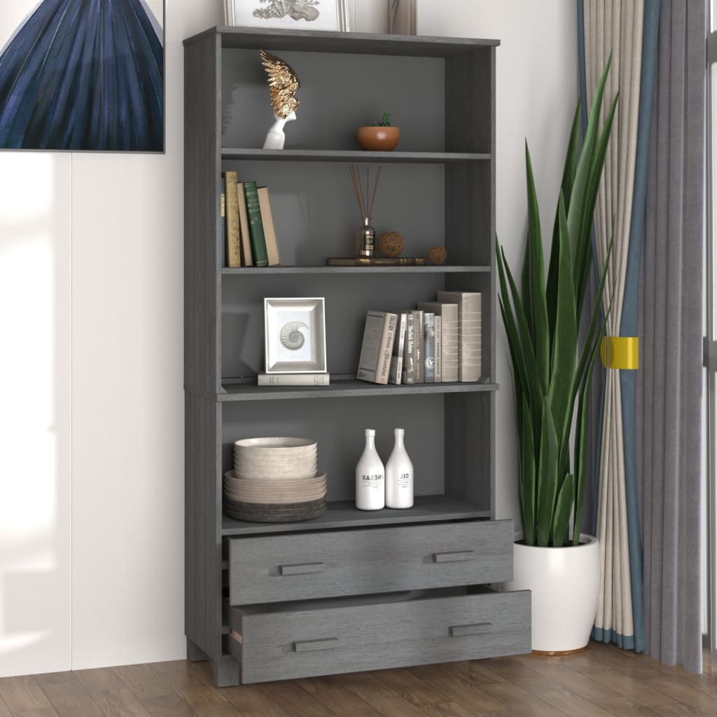 Highboard HAMAR Solid Wood Pine Dark Gray