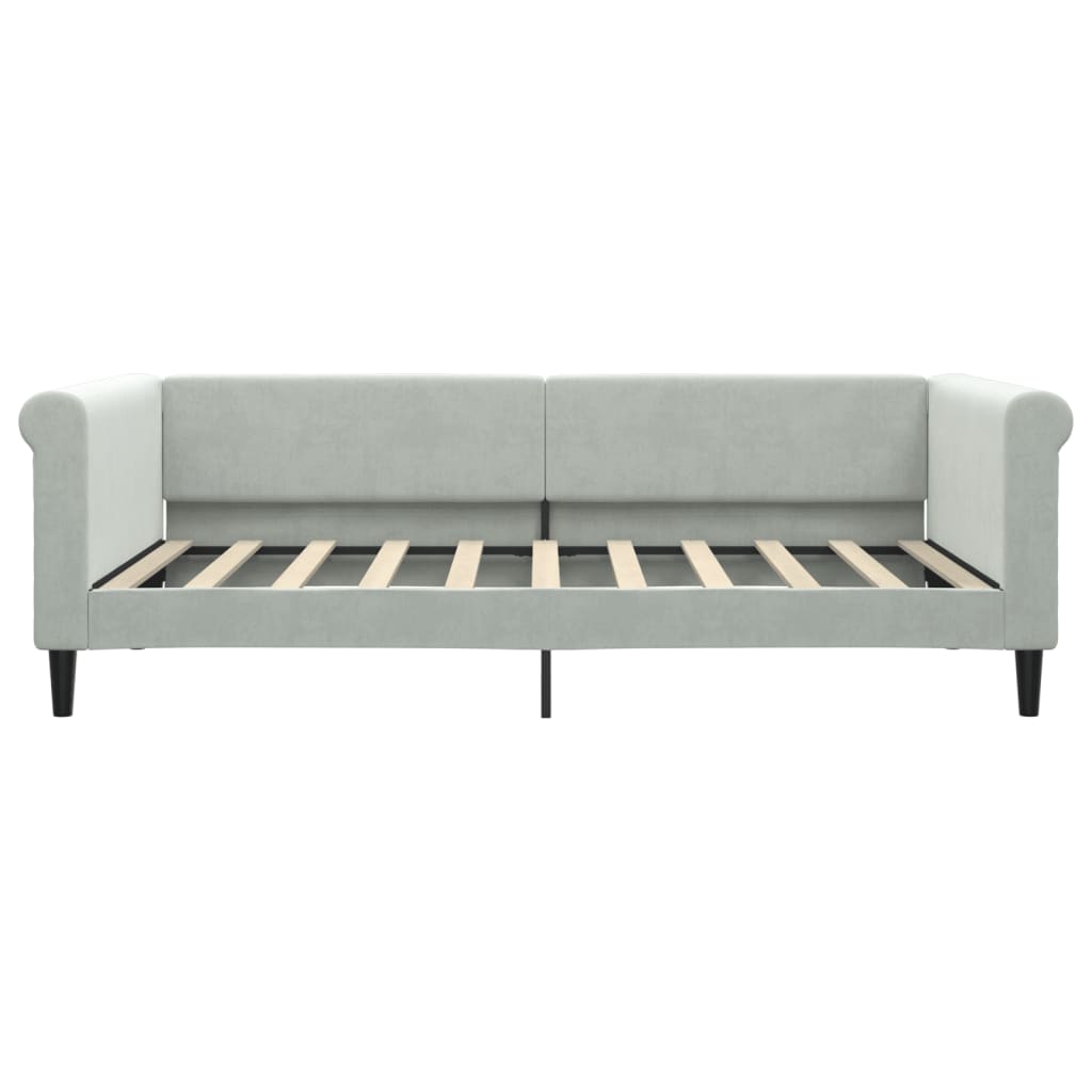 Day Bed without Mattress Light Gray 39.4"x74.8" Velvet