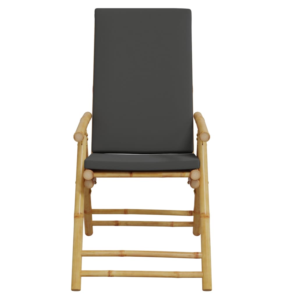 Folding Bistro Chairs 2 pcs with Cushions Bamboo