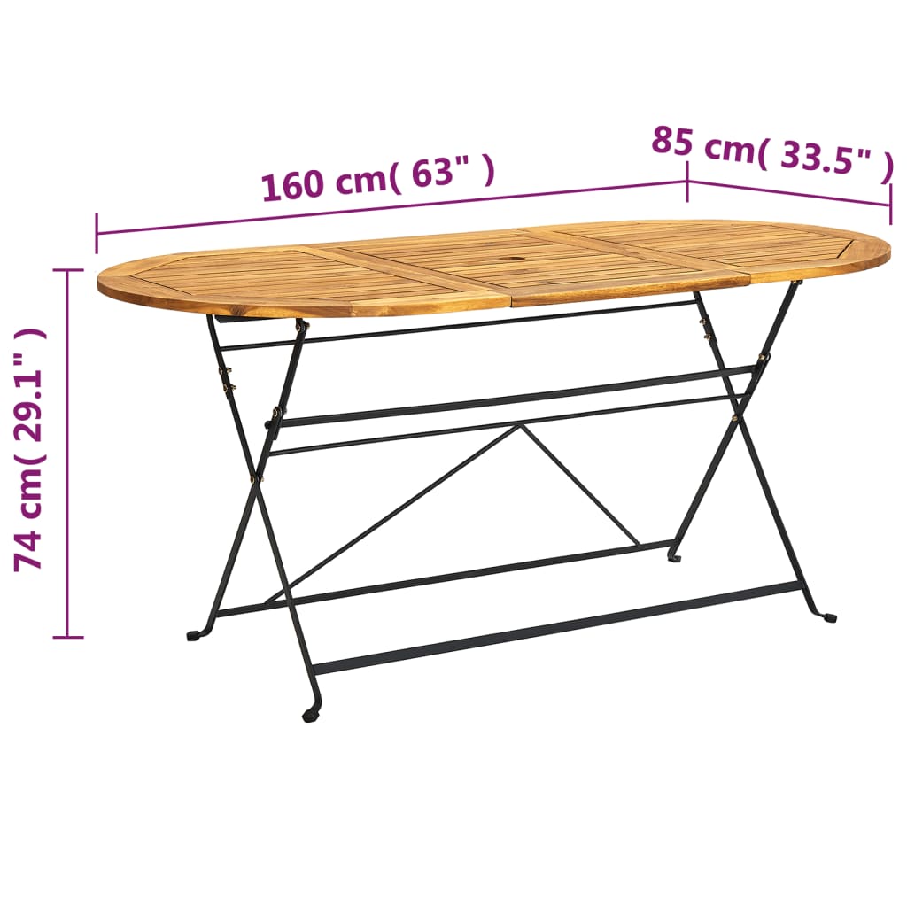 7 Piece Folding Patio Dining Set Solid Acacia Wood