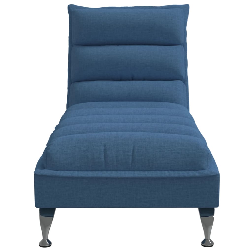 Chaise Lounge with Cushions Blue Fabric