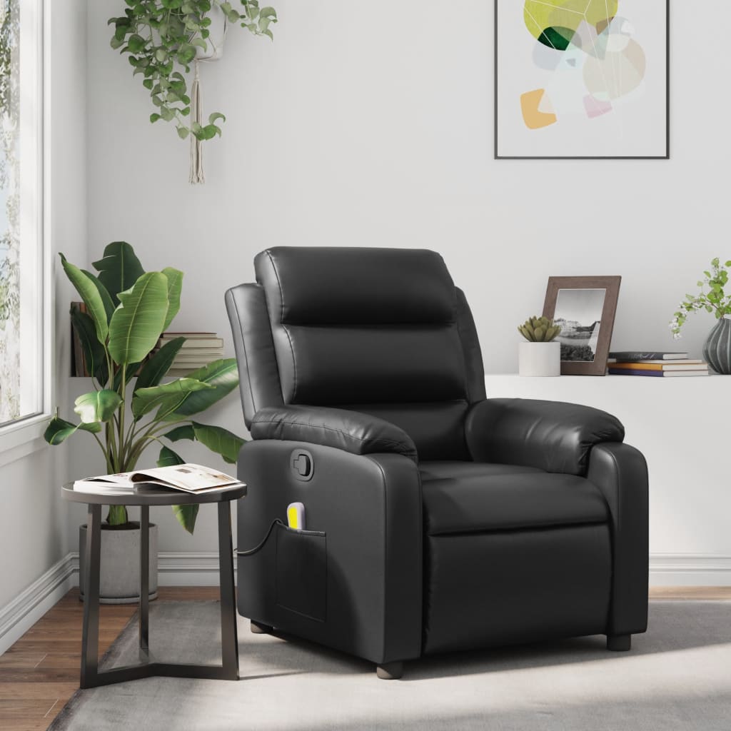 Massage Recliner Chair Gray Faux Leather