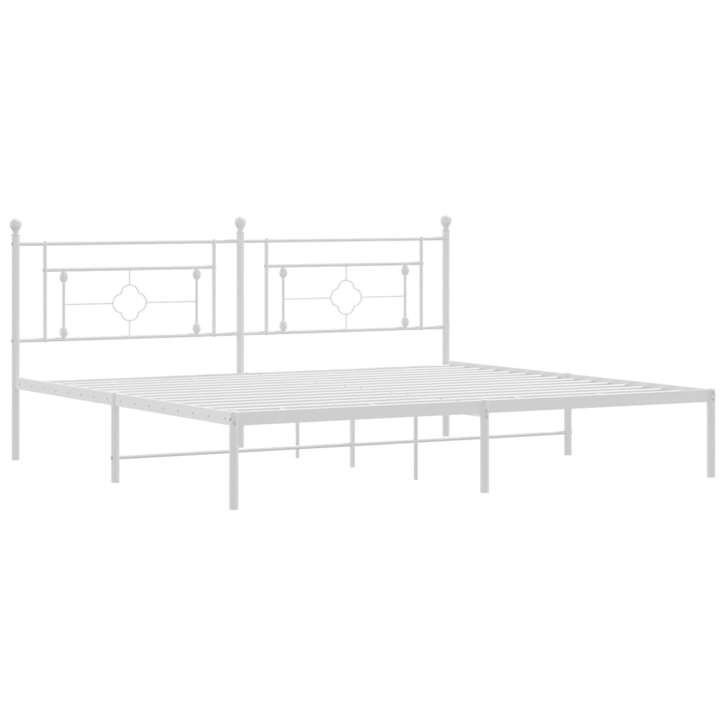 Metal Bed Frame without Mattress with Headboard White 76"x79.9"