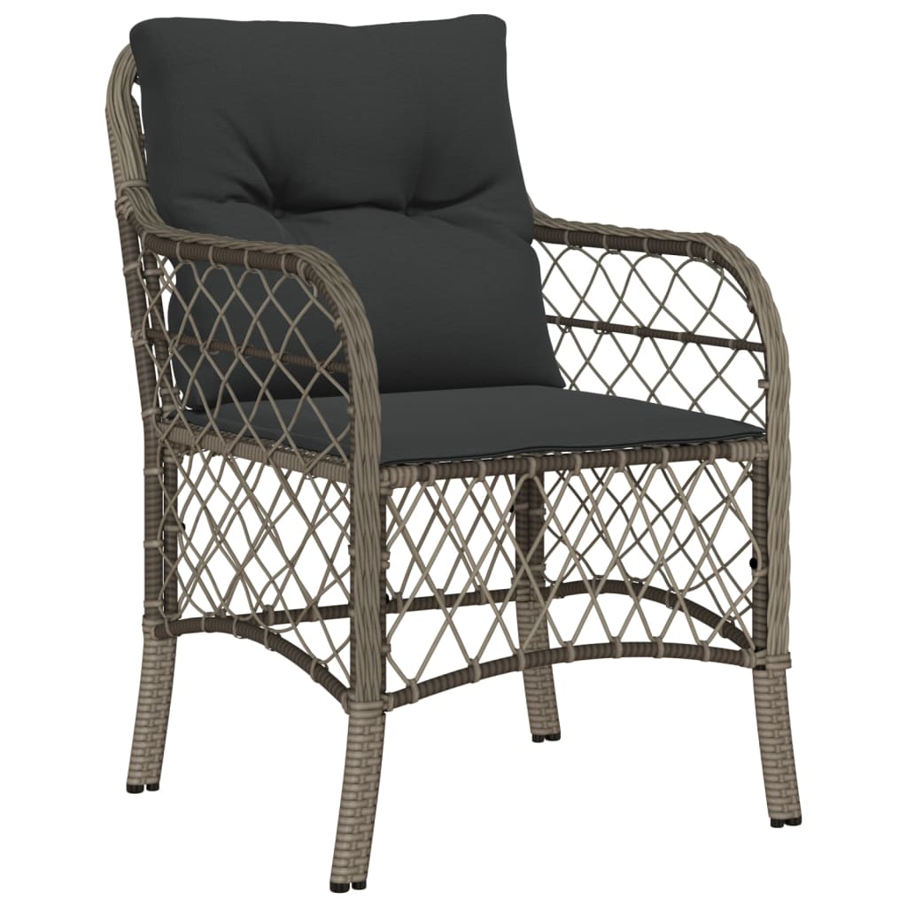 Patio Chairs with Cushions 2 pcs Gray Poly Rattan