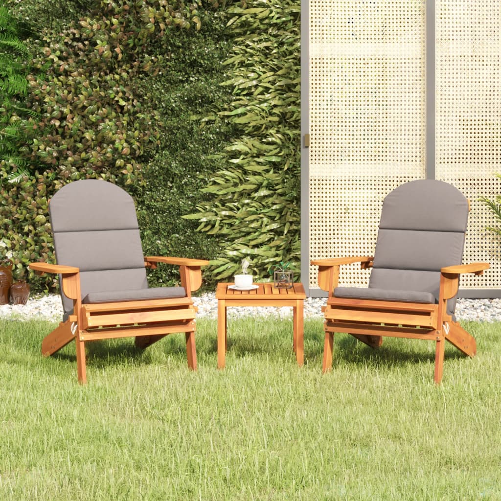 3 Piece Adirondack Patio Lounge Set Solid Wood Acacia