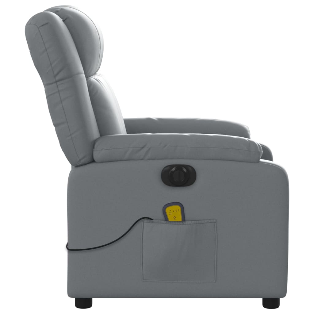 Electric Massage Recliner Chair Gray Faux Leather